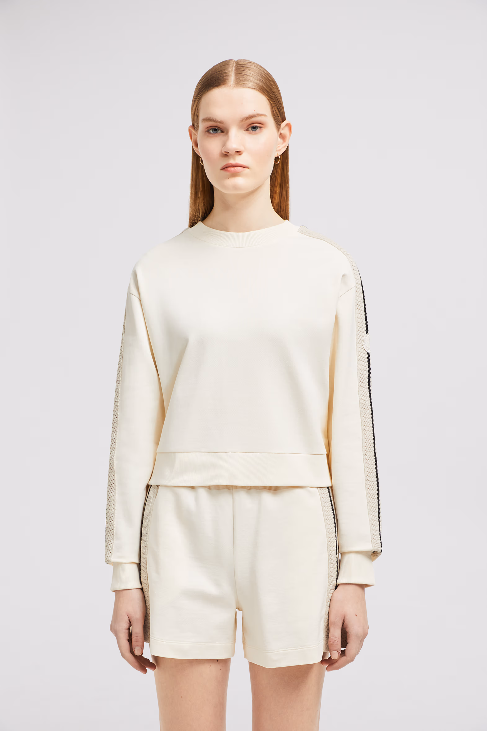 Crochet Accent Cotton Sweatshirt Women White Moncler 3